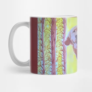 Dog in the magic forest. Mixed media art. Mug